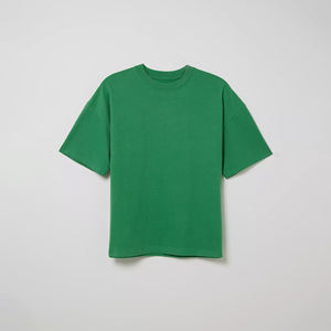 เสื้อยืดลำลองผ้าฝ้าย100% สำหรับผู้ชายเสื้อยืดโอเวอร์ไซส์เปิดไหล่ตกสีพื้นแบบเรียบสำหรับผู้ชายโลโก้ตามสั่ง - Product Image 2