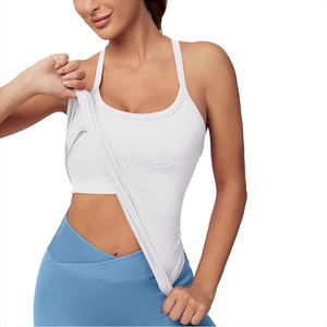 Débardeurs d'entraînement légers 100% coton pour femmes respirant sans couture Racerback Gym athlétique Yoga chemises soutien-gorge intégré sans manches - Product Image 6