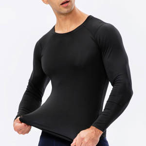 Camisa de compresión de verano de manga larga para hombre Diseño de cuello de secado rápido. Material de LICRA y poliéster con logotipo personalizado de talla grande para - Product Image 3