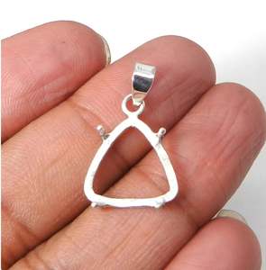 925 argent Sterling trillion forme 4mm 20mm bricolage pince lunette tasse pendentif réglage plaqué Semi montage bijoux pierre bijoux - Product Image 2