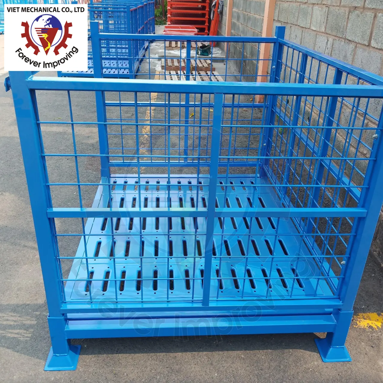Heavy Foldable Wire Mesh Metal Pallet Folding Warehouse Lockable Storage Cages Wire Mesh Container