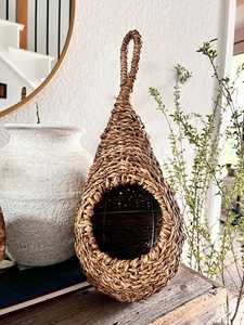 Nichoir en forme de goutte d'eau, nid de pinson en jonc de mer tissé, abri de mésange naturel pour jardin intérieur et extérieur - Product Image 2