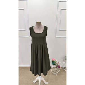 Vestido aeróbico corto plisado con tirantes y cuello redondo para mujer, 35191 - Verde - Product Image 5