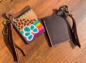 Nouvel arrivage d'étuis porte-cartes ATM en cuir usiné turquoise floral petits porte-cartes à pompons de la mode occidentale élégants avec porte-clés - Product Image 6