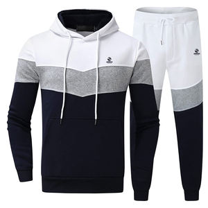 Sudadera con capucha informal para hombre y pantalones de chándal patrón sólido estilo personalizado deportes Fitness conjunto de dos piezas para hombre - Product Image 1
