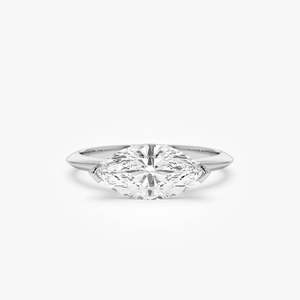 Bague de fiançailles en or massif 14 carats avec diamant de laboratoire cultivé en laboratoire, taille marquise, 1,50 ct, pureté E-F VS, pour cadeau de mariage ou d'anniversaire - Product Image 2