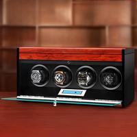 Remontoir automatique de montre de luxe Boîte d'affichage personnalisé de haute qualité Drower Noir 4 fentes Piano Laque Écran tactile Premium avec pied