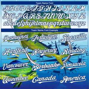 Chaqueta Universitaria Personalizada Royal Mahimah Fish 3D Bomber con Cierre Completo, Estilo Letterman, para Otoño, 100% Algodón, Azul Lago y Blanco - Product Image 5