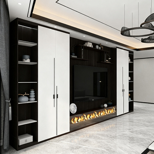BOSNiE Mueble de <span class=keywords><strong>TV</strong></span> Nórdico de Nuevo Diseño con Puertas de Ratán, Consola Multimedia de Madera Maciza, Mueble de Almacenamiento Moderno y Ecológico para Sala de Estar - Product Image 3