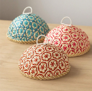 ถาดไม้ไผ่ทรงกลมทำมือสีสันน่ารักพร้อมฝาปิดป้องกันอาหารสำหรับบ้านโรงแรมงานเลี้ยงรับประทานอาหารงานแต่งงานทำจากเวียดนาม - Product Image 1