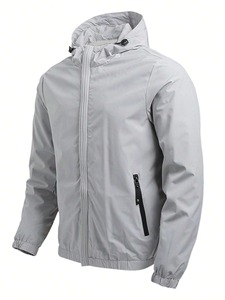 Veste coupe-vent légère pour homme avec capuche et col montant, idéale pour l'automne, avec logo sur le devant - Product Image 6