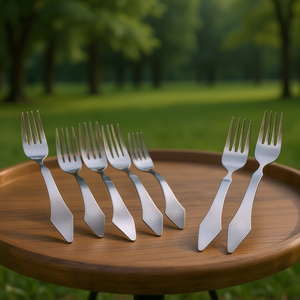 Juego de 6 Tenedores para Aperitivos Modernos (12.7cm) - Metal Sostenible, Regalo para el Hogar, CADEAU PL6310CD - Product Image 3