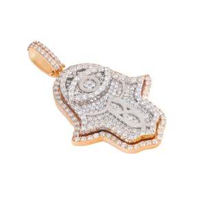 จี้หัมซาขนาดกลาง ปรับแต่งได้ ชุบทองคำชมพู 14K ประดับเพชรโมอิสซาไนต์ทรงเจ้าหญิง สไตล์ฮิปฮอป ประดับเพชรแบบไอซ์เอาท์ สำหรับผู้ชายและผู้หญิง - Product Image 2