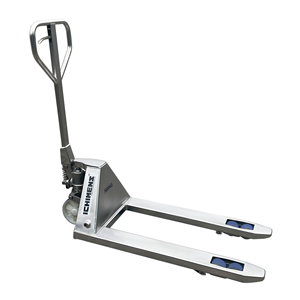 Transpalette à main hydraulique de haute qualité 450x800mm, roue tandem en nylon, inox, capacité de 2.5 tonnes, certificat EUR1 et CE inclus - Product Image 4