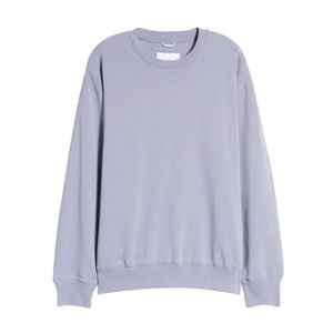 Men's High Quality 100% Cotton <b>Sweatshirt</b> Loose <b>Grey</b> Long Sleeve Pullover Embossed Printing Winter Blank Fleece Plain Dyed - Product Image 1