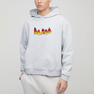 Por encargo 100% algodón Oversize Boxy Fit Pullover Basics sudaderas con capucha bordado personalizado Logo Drop Shoulder Streetwear Sudadera con capucha para los hombres - Product Image 4