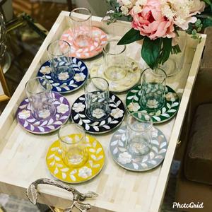 Plateau de service personnalisable en nacre polie, style animalier, en matériaux organiques et écologiques, avec boîte à encens Oud pour la maison - Product Image 2