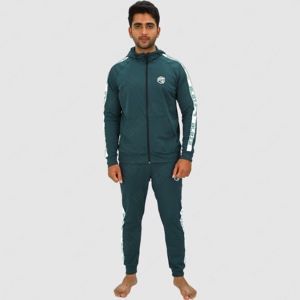 Ensemble deux pièces de haute qualité pour hommes pantalon de survêtement à capuche avec logo personnalisé et pantalon de survêtement à rayures imprimées pour le jogging - Product Image 2