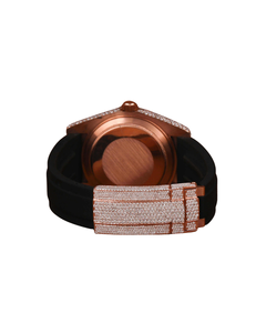 Reloj de Lujo Personalizado con Esqueleto, Chapado en Oro Rosa, Completamente Engastado con Diamantes de Moissanita Redondos, Estilo Hip Hop Clásico, con Esfera Negra - Product Image 4