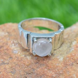 Anillo de estilo bohemio de plata hecho a mano, joyería de plata de ley 925, piedras preciosas de cuarzo rosa, anillo de tendencia, joyería para mujer, regalo para ella - Product Image 4