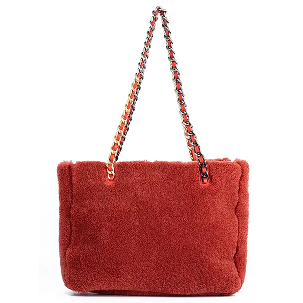 Dernière collection de sacs à main pour femmes les plus vendus sac à main en peau de mouton velours rouge du fournisseur en gros