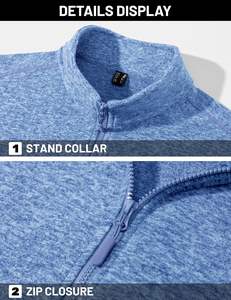 Chaqueta de lana Sanzaf de algodón 100 ligera para hombre, abrigo de invierno con cuello levantado, bolsillos con cremallera completa, chaqueta de trabajo informal suave y cálida con parte delantera - Product Image 4