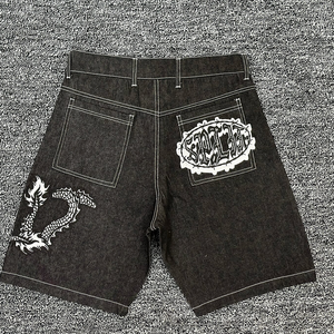 Short en jean décontracté pour homme, coupe ajustée, vintage, lavé, écologique, respirant, imperméable, coupe-vent, design numérique - Product Image 5