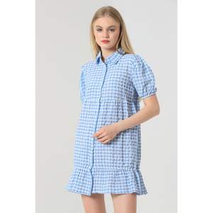 Robe longue bleue Topshow avec col et boutons, produit en gros - Product Image 5