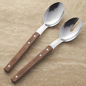 Best Quality Silver Metal <b>Decorative</b> Long Black White Check Design Ceramic Handle Portugal Design Spoon Salad Server Set - Product Image 5