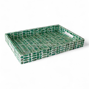 Plateau de service artisanal en nacre, incrustation de coquillages naturels, écologique, pour table, cuisine, maison, Vietnam - Product Image 1