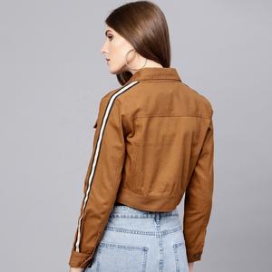 2025, Chaquetas vaqueras recortadas para mujer, prendas de vestir informales de algodón lavado con ácido de Color sólido, chaqueta vaquera ajustada con botones para verano - Product Image 2