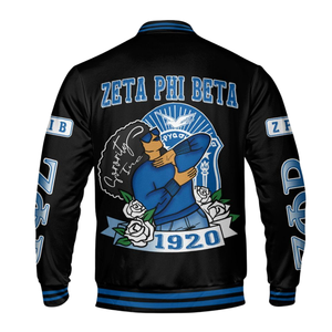 Zeta Phi Beta 1920 Fondateurs de la vie grecque Bleu Blanc Broderie Hiver Varsity Letterman Veste Sorority ZPB Chenille Patch Vêtements - Product Image 5