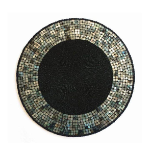 Handmade Classic Style Round <b>Beaded</b> <b>Coasters</b> Custom Thick Polyester Cotton Drink Mat Embroidery Table Decor From India - Product Image 2
