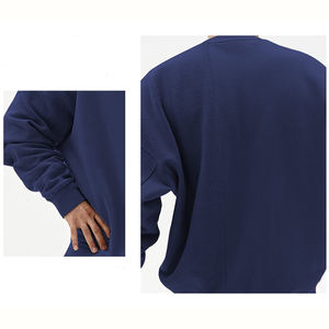 Sudadera térmica de cuello redondo de gran tamaño para hombre, Jersey bordado de algodón liso, sudaderas con capucha con estampado de logotipo personalizado - Product Image 4