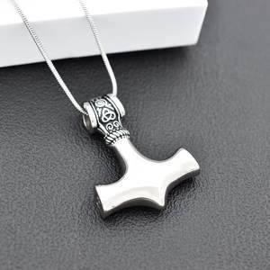 Urna para Cenizas con Forma de Martillo de Thor Vikingo Nórdico, Joyería para Cenizas Humanas para Mujer, Collar de Cremación con Forma de Corazón para Cenizas, Tamaño Personalizado - Product Image 2