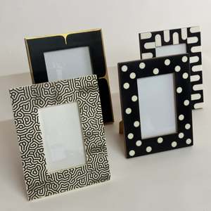 Modern Handcrafted Resin <b>Picture</b> <b>Frame</b> in Black and <b>White</b> Decorative Tabletop or Wall Display for Home Office Photo <b>Frame</b> - Product Image 4