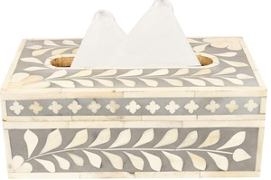 Boîte à mouchoirs en incrustation d'os à la demande avec motif floral pour accessoires de table de salle de bain de chambre à coucher - Product Image 2