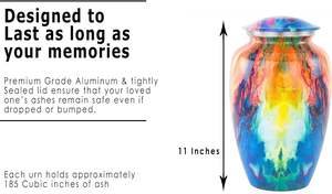Urnes funéraires décoratives en aluminium de 11 "pour le stockage des restes de cendres humaines incinérées | Beau pot funéraire de conception de motif pour adulte - Product Image 5