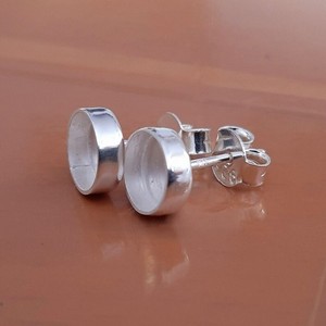 Sterling <b>Silver</b> Round Shape Post <b>Earrings</b> Blank Bezel Setting 3MM 5MM 10MM 15MM 20MM 25MM Blank <b>Earring</b> Base Back Side Close - Product Image 6