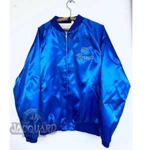 Blouson aviateur en satin vintage personnalisé pour hommes hiver grande taille double boutonnage plumes de fourrure de peau de vache décor toile de polyester uni - Product Image 1