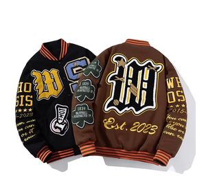Logos brodés personnalisés vestes de baseball universitaire en laine support de style High Street pour hommes vestes Letterman avec patch piment personnalisé - Product Image 6