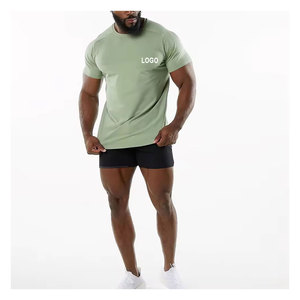 Stretch Fit Workout 100% algodón Camisetas De Hombre Ropa de gimnasio Stock manga corta deportes Top secado rápido correr camiseta ligera Casual - Product Image 4