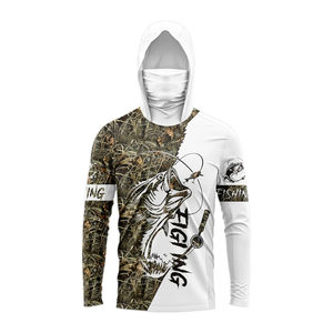 UPF50 Custom Printed Sublimation Long Sleeve <b>Hooded</b> Fishing <b>Shirt</b> Breathable Quick Dry Waterproof Anti-Bacterial UV Sun - Product Image 3