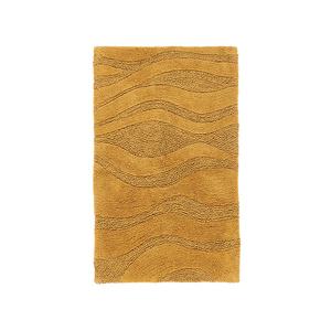 Tapis de bain de qualité supérieure, fait main, 100% laine, géométrique moderne, jaune, antidérapant, adapté aux animaux domestiques - Product Image 1