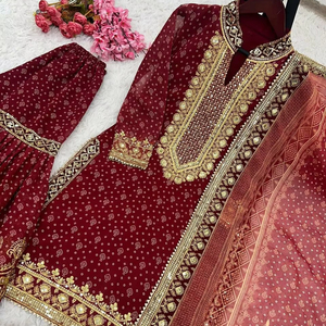 Real Image Shown Afghan Special Dubai Party Wear Maroon Color Design Full Stitch Traditional Salwar Suit <b>For</b> <b>Bride</b> Or Women Wear - Product Image 6