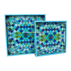 Plateau de service rond en nacre Nouveau plateau de chocolat élégant et élégant fait à la main avec une belle qualité décorative écologique - Product Image 6