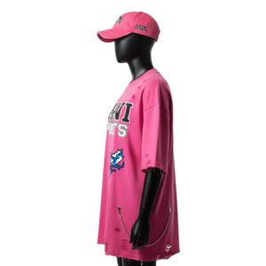 Camiseta Oversize para Mujer, Algodón Premium Jersey 220GSM, Rosa Suave, Estilo Urbano, Acabado Desgastado, Impresión de Logotipo Personalizado - Product Image 3