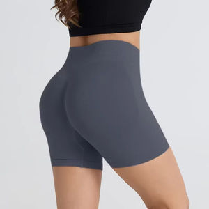 Verano mujer alta cintura Yoga Color sólido gimnasio Biker pantalones cortos melocotón levantamiento de glúteos entrenamiento Fitness pantalones cortos para mujeres pantalones cortos de mujer - Product Image 2