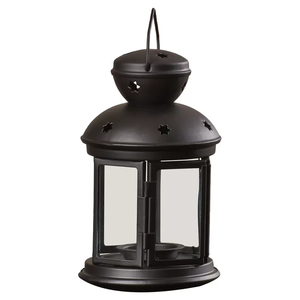 Vintage Style Metal <b>Candle</b> Lantern in <b>Black</b> Finished for Home and Wedding Tabletop Lighting Decor Hanging Lanterns - Product Image 6