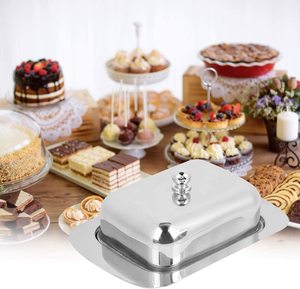 Ustensiles de cuisine en vrac Article fourni Boîte à beurre en acier inoxydable de qualité supérieure Plateau à beurre à fromage avec couvercle Plat en métal - Product Image 1